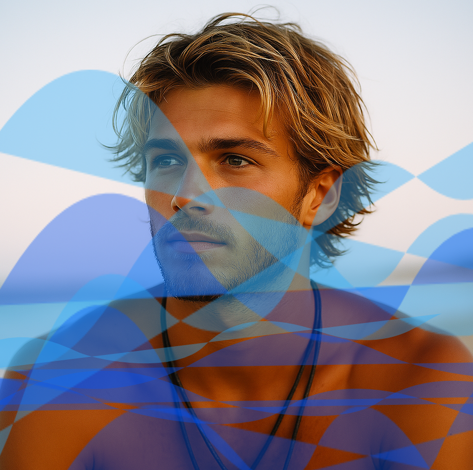 Man with styled hair using Frick Flow products